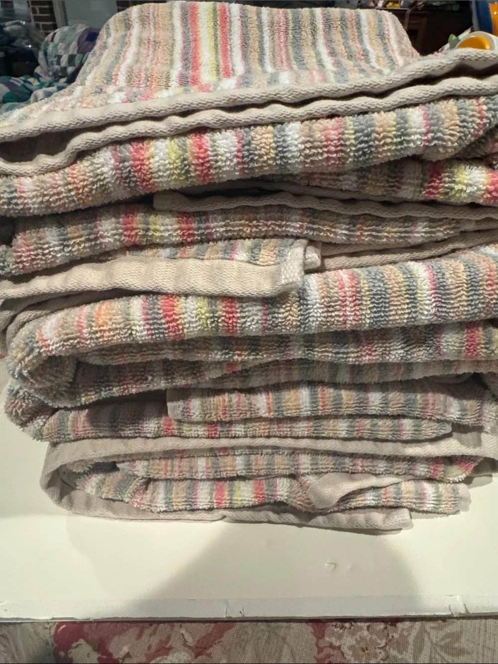Apt 9 Striped Cotton Bath Towels Set of 4 in Neutral and Pink Accents